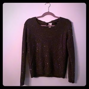 Grey sparkle sweater with keyhole back